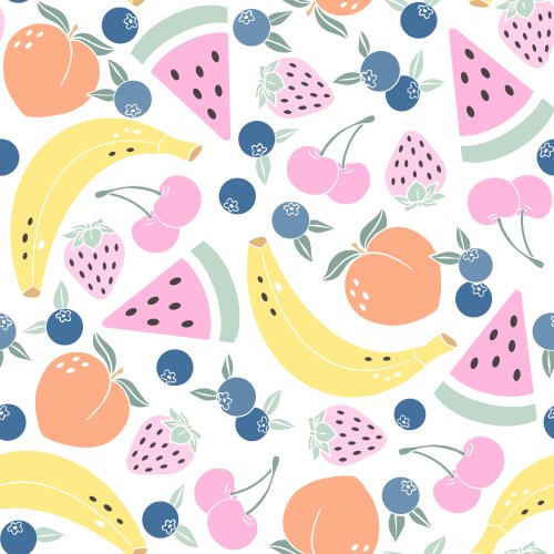 banana, watermelon, berries and peaches fruit mix
