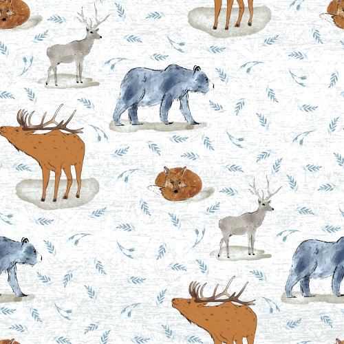 Forest Fable is a whimsical but boyish floral and woodland animal watercolor design perfect for both boys and girls clothing and home decor from The Floral Beasts Collection by Deer Fiorella Design.