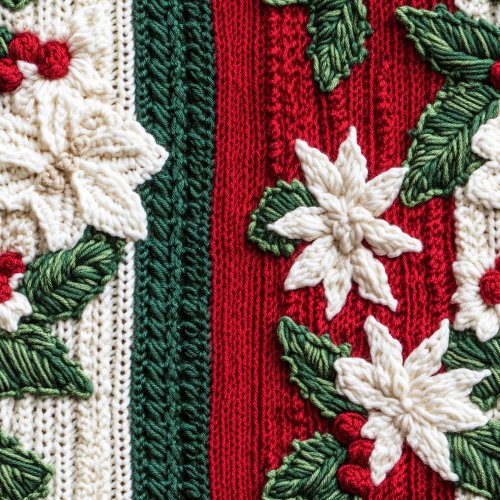 christmas sweater knit with flowers