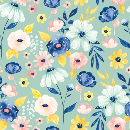 pink blue and yellow spring and summer floral