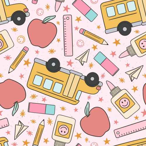 back to school design with busses and school supplies