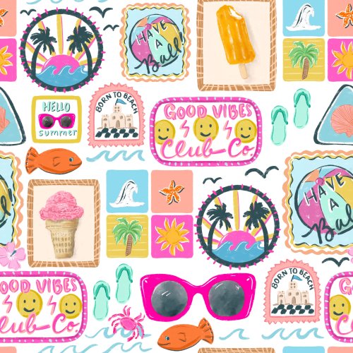 cute framed in summer illustrations for girls and boys beach modern style