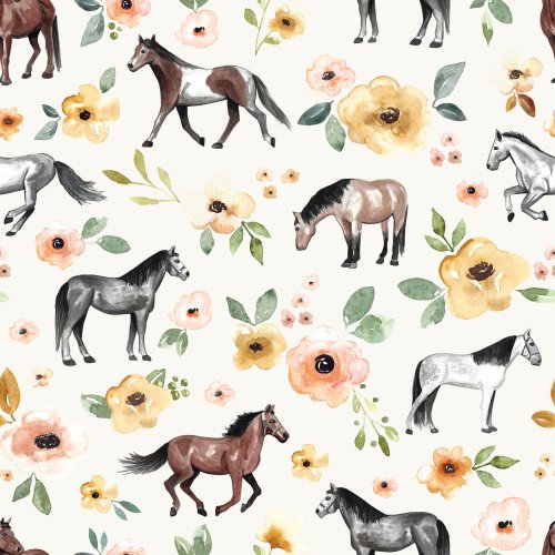 watercolor floral horse design