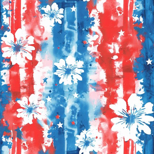 red white and blue patriotic tie dye floral design