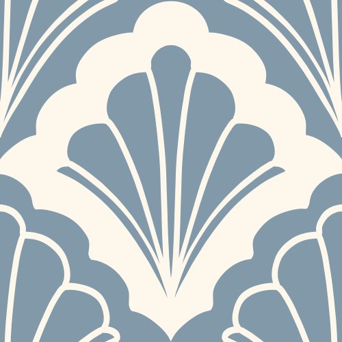 blue and white ornate shell design