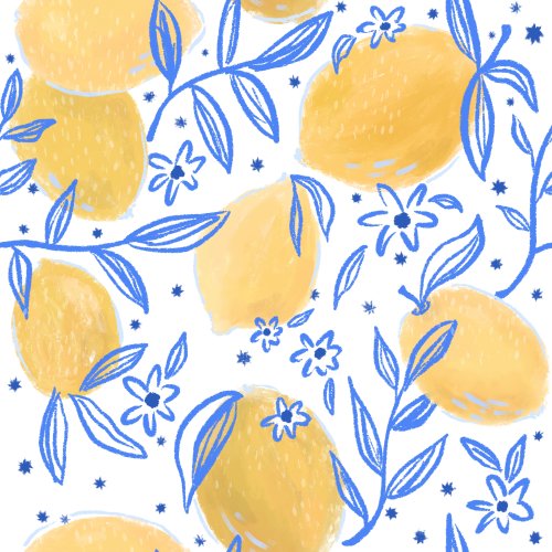 hand drawn lemons with fun whimsical hand drawn texture and detail for a summer mediterranean or farmers market vibe