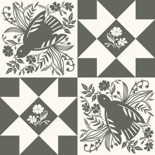 faux quilted bird tile