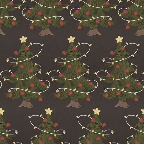 decorated Christmas trees on a brown background