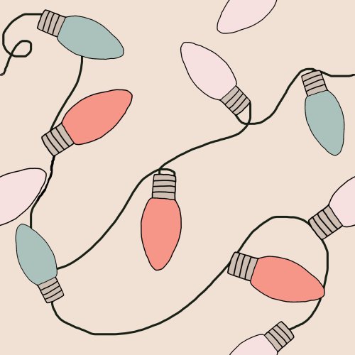 string of christmas lights on pink background