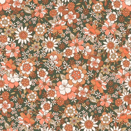 Candyfloss Fall Florals in Olive Peach