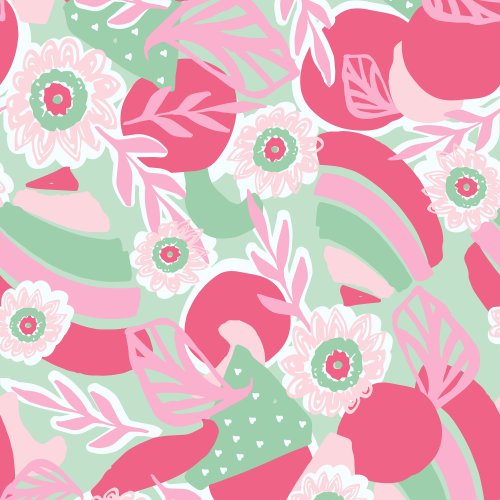 Cherry Berry Summer Tropical Paper Cutouts leaves and flowers in Green, pink and burgandy