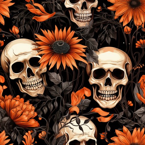 halloween skull floral design