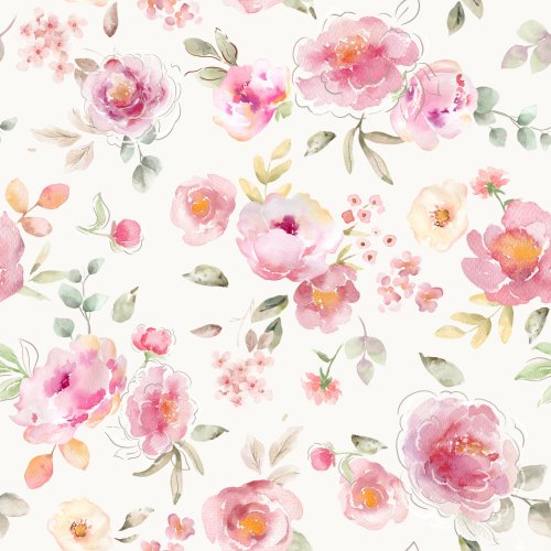 Hand painted watercolor peony and rose floral.