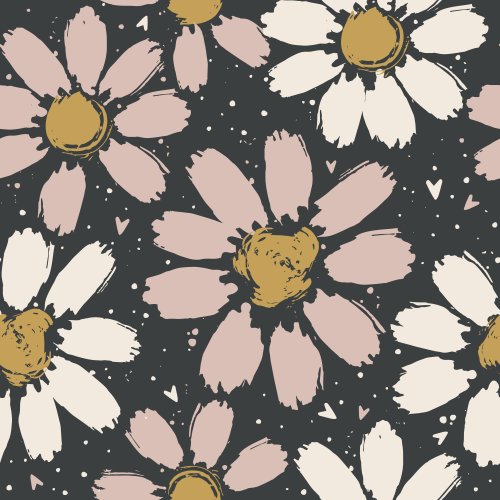 Scattered Daisy Flowers and Hearts