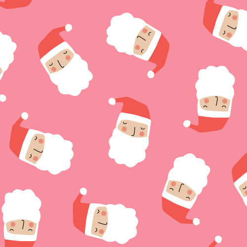 santas on pink background