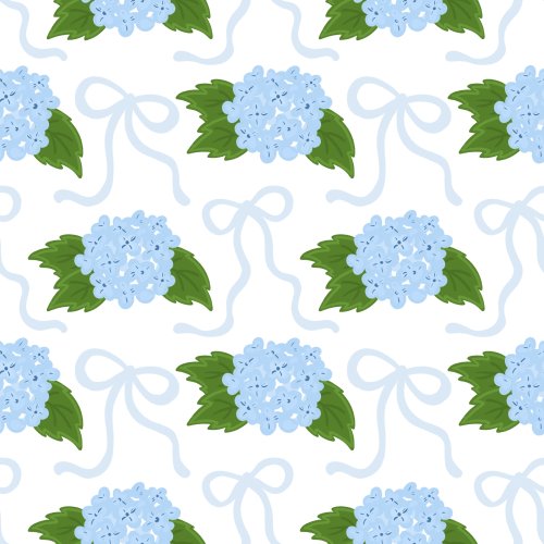 blue hydrangeas and bows
