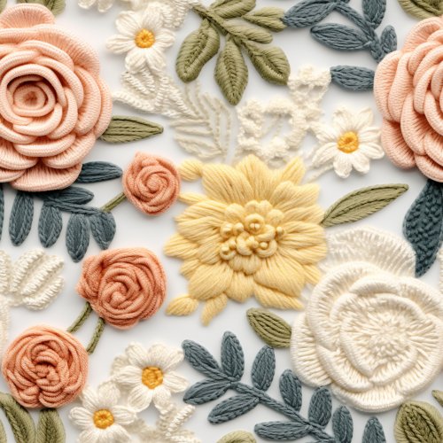 faux embroidery knit floral design