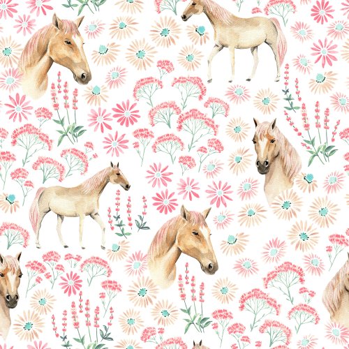 Horses and pink wildflowers