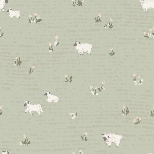 simple hand drawn sheep on a green textured background