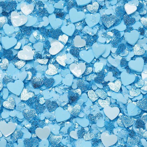 realistic blue glitter hearts