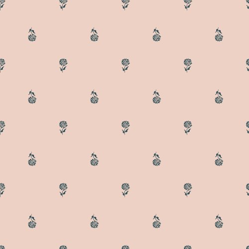 A tiny navy blue block print floral repeat