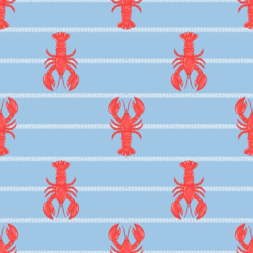 Lobsters on blue with white textured strioes 