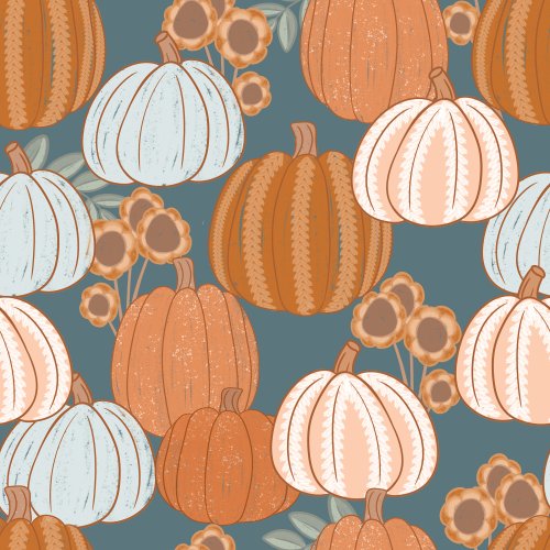 fall pumpkins on blue background