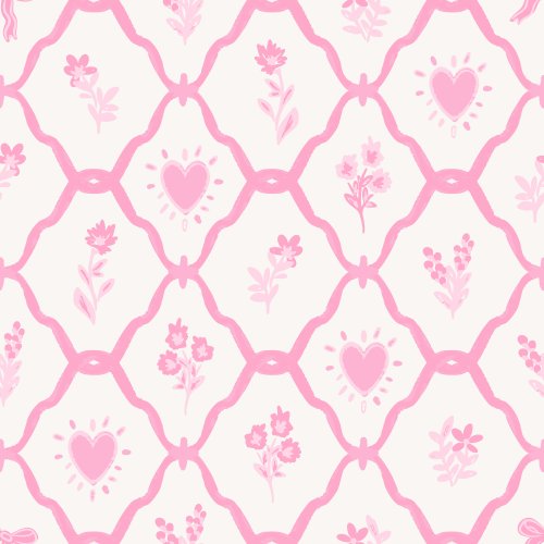 valentine heart bow trellis fabric