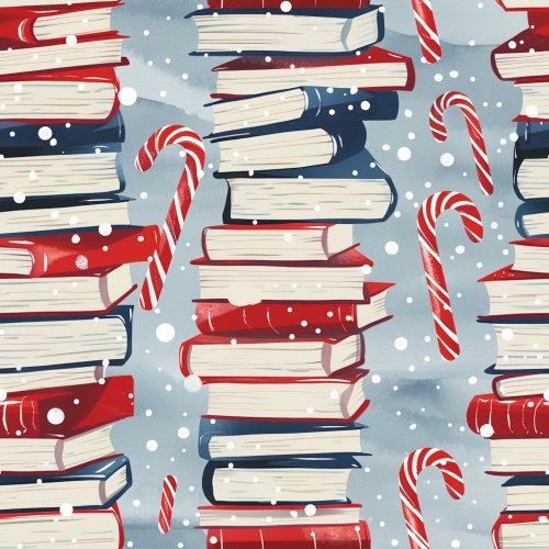 stacks of books and candy canes