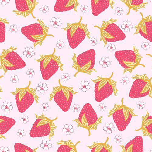 tossed modern strawberries and blossom, non directional