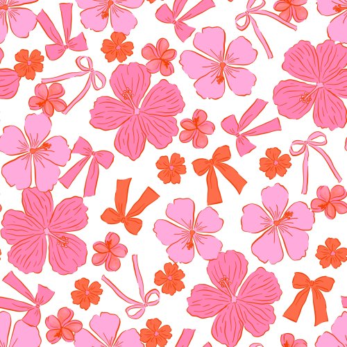pink hibiscus flowers and bows