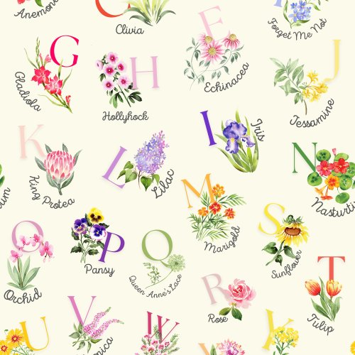 floral botanical ABCs print colorful