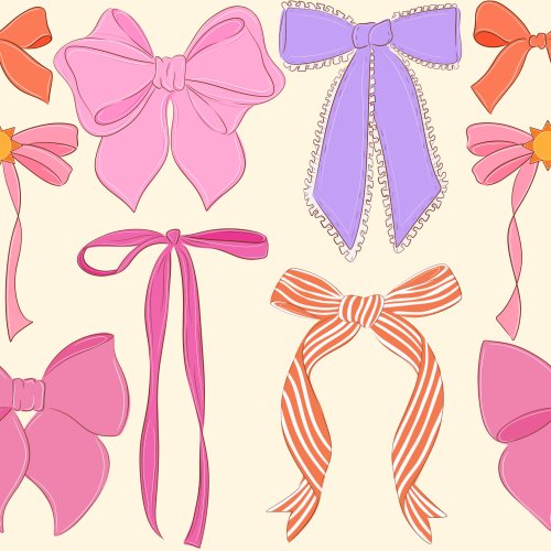 Mixed shape summer bows in shades of purple pink and orange 