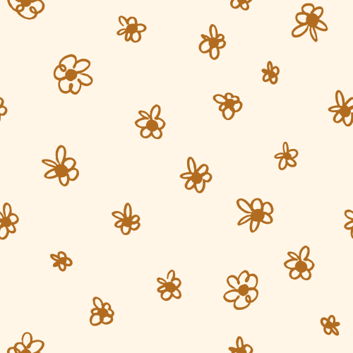 Cute hand drawn scribbly flowers, Autumn tones