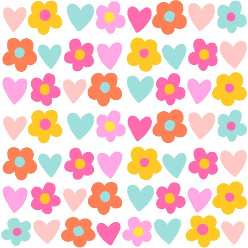 colorful daisies and hearts