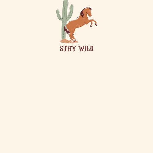 Fabric Panel with a horse on its hind legs and a large cactus with text that reads Stay Wild