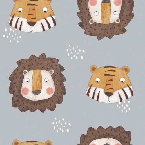 jungle animal design with lion and tigers