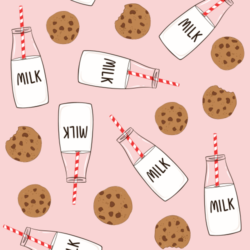 Non directional Milk bottles and choc chip cookies 