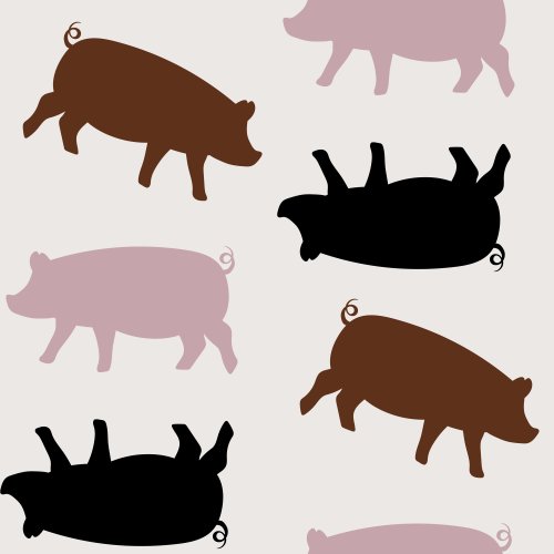 pink and brown pigs on a white background