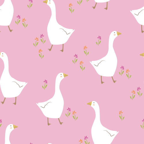 Lovely geese with small flowers 