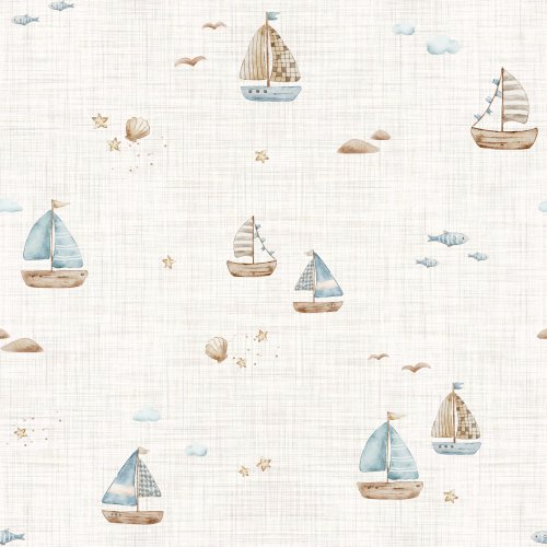 Watercolor sailboats. Hand drawn.