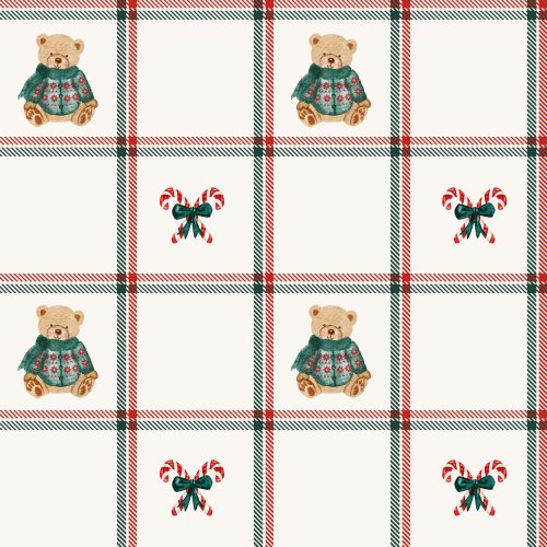 christmas teddy bear plaid
