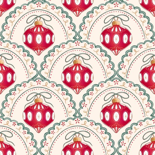 Red glass vintage ornaments inside of scallops 