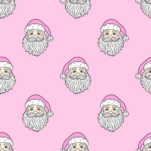 pink christmas santa fabric