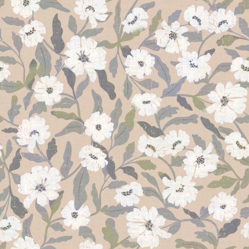 Wild white flowers and vines on a dusty pink background