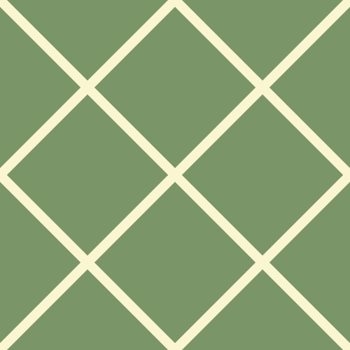 diagonal lattice stripes of cream on green background