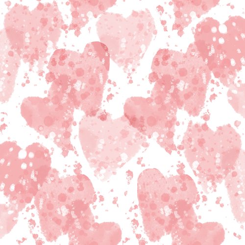 Valentine's day design with pink watercolor hearts on white background