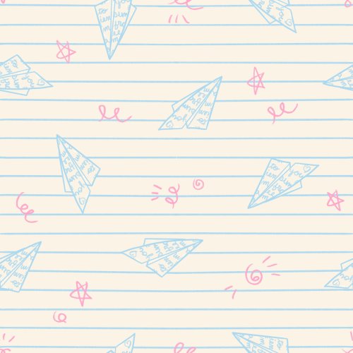 Paper airplanes on a cream background. Perfect for back to school. Available in 3 colorways: pink, blue, and purple.