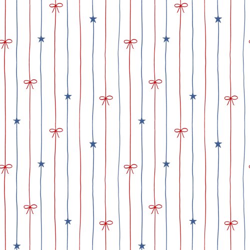 Red and white pin stripes on white with bows