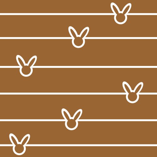 Easter fabric design with bunny outlines and stripes on brown background